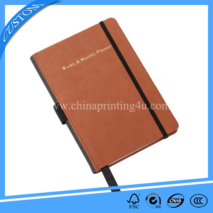 Custom Printed Daily Leather Bound Notebook With Pen Loop