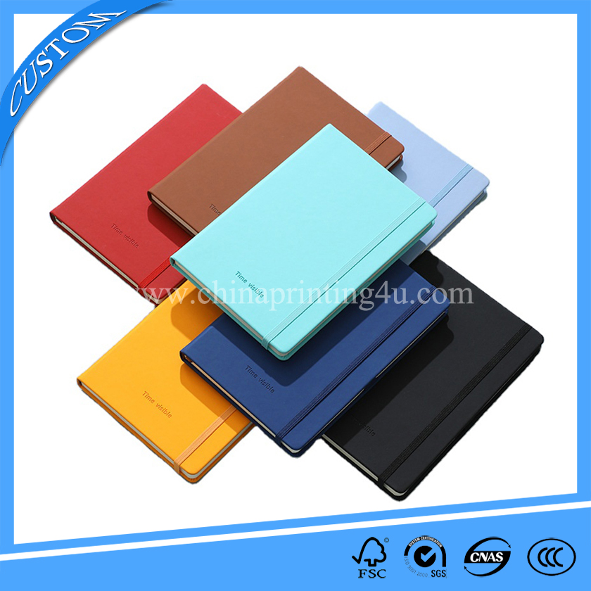 Simple Design PU leather Notebook Printing With Elastic Band