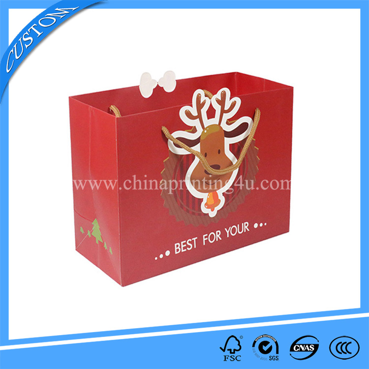 Customized High Quality Paper Bag Christmas New Year Cute Gift Wrapping Paper Bag Printing