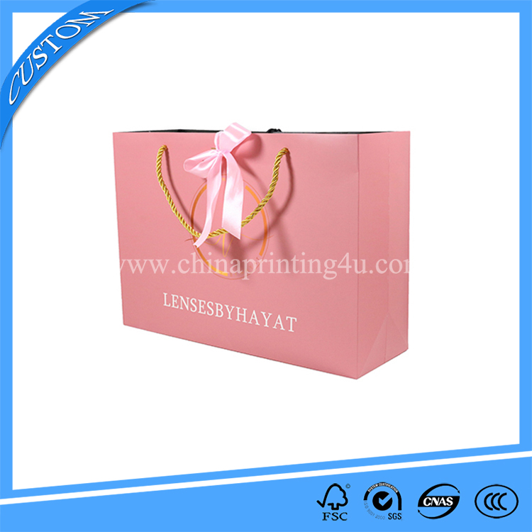 Wholesale custom with logo gift with ribbon handle craft shopping paper bag