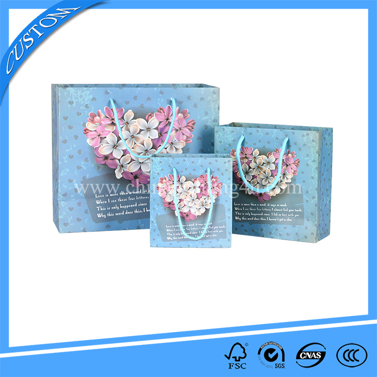 Luxury Fancy Paper Custom Kraft Paper Shopping Bag with Ribbon Handle