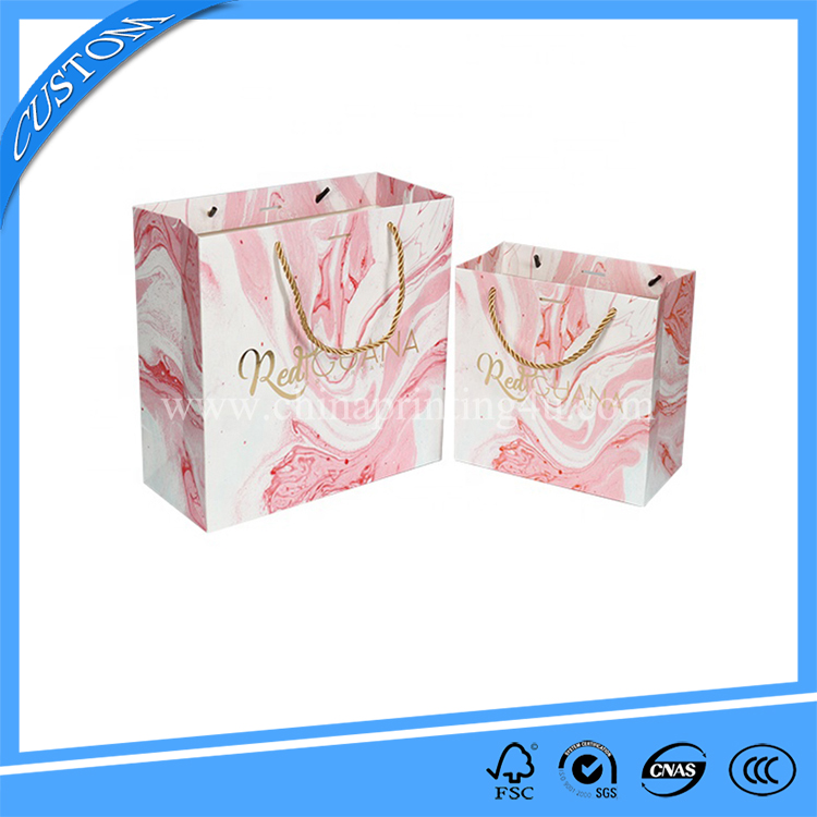 Custom Made With Ribbon Handle With Logo Luxury Elegant Paper Gift Bag