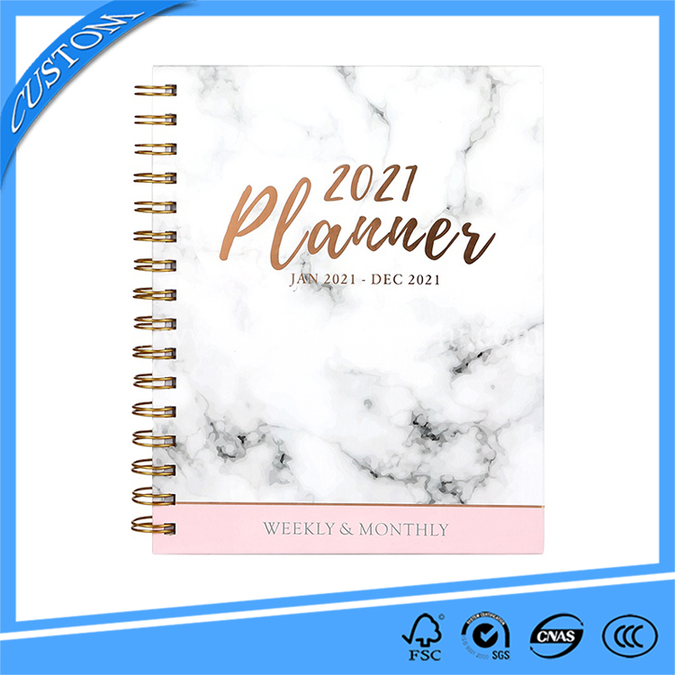 2021 Custom Planner Notebook Printing Hardcover Wire-O Spiral Diary Notebook Printing