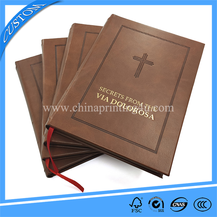 China Custom Printing PU Leather Cover High Quality Round Back Hardcover Book Printing