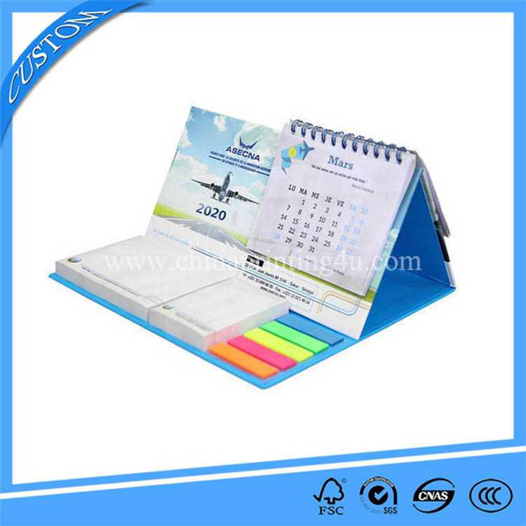 Custom High Quality Calendar Printing Folding Paper 2023 Desk Calendar With Sticky Notes