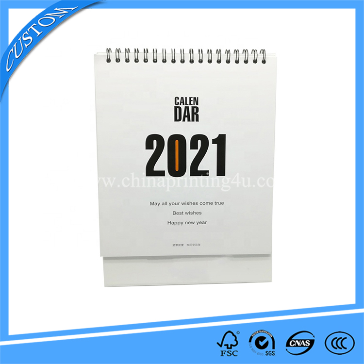 Customized Desk Calendar Printing Matte Lamination Stand Flip Table Calendar With Spiral Wire