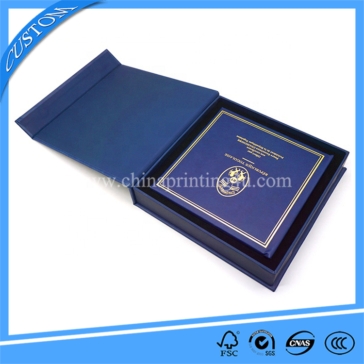 PU Leather Case Gold Foil Embossing Book Printing With Custom Set