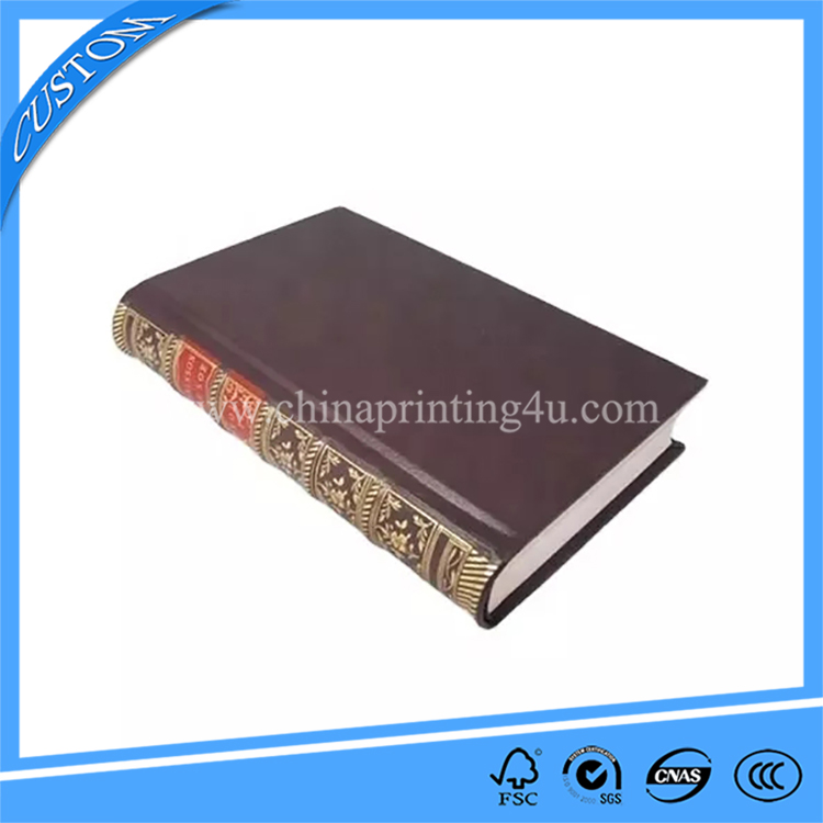 Embossed Hot Stamping Hardcover Leather Cover Round Back Book Printing In China Factory