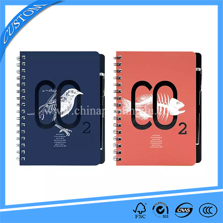 Custom UV Coating Spiral Binding Notebook Eco Friendly Notebook Printing With Elastic Pen Loop
