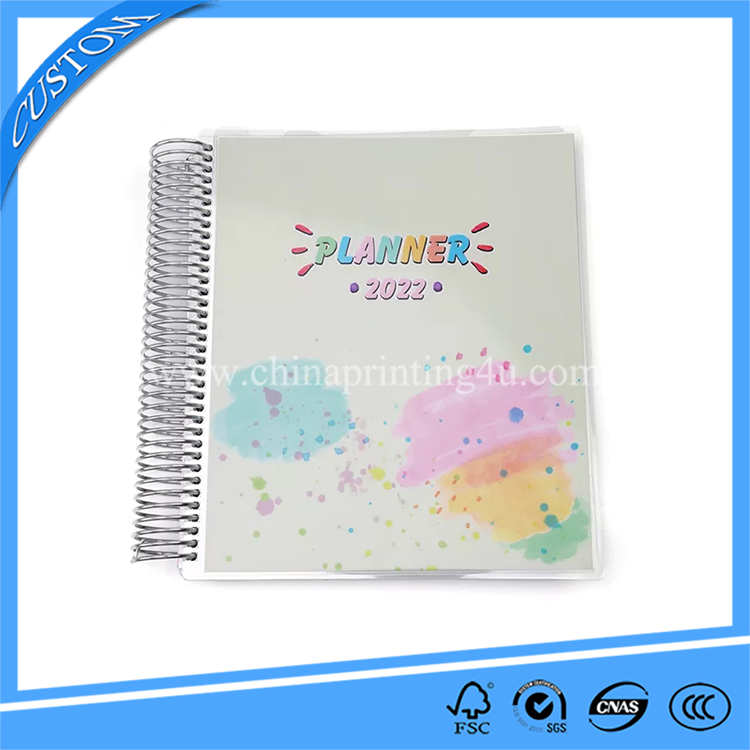 Hot Stamping Foil PVC Lamination Planner 2022 Spiral Planner Printing With Pocket