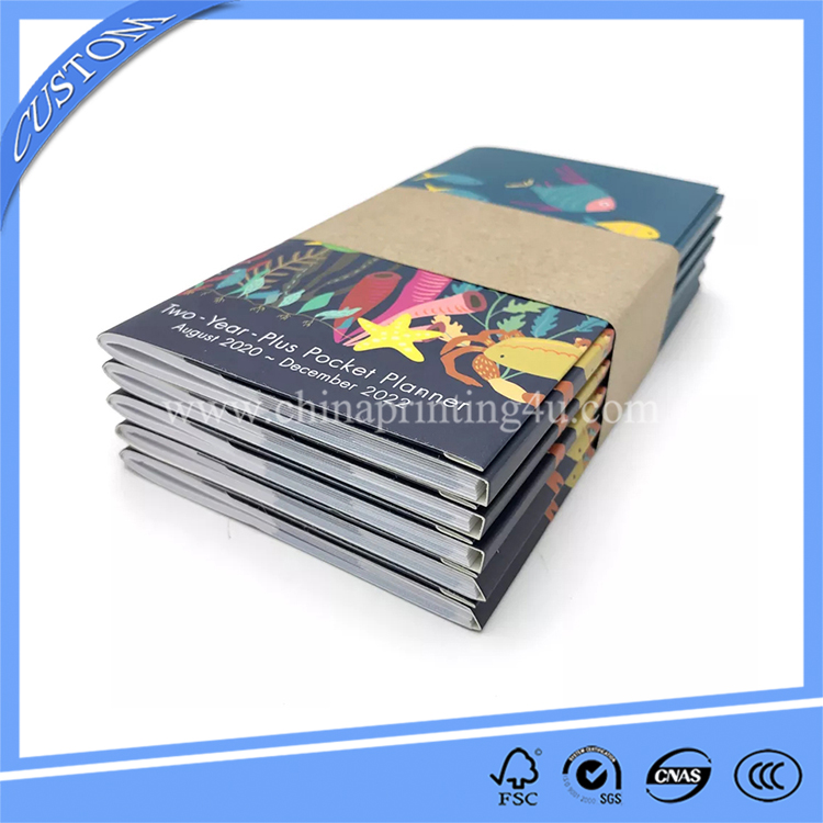 PU Cover Notebook Printing Students Saddle Stitch Notebooks Printing With Pen Loop